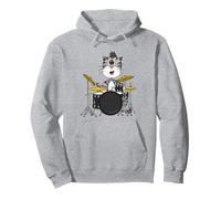 Chat Jouant de la Batterie, Musicien Batteur drôle Sweat à Capuche