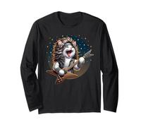 Chat Jouant de la Guitare années 80 Cheveux Glam Heavy Metal Rock Music Manche Longue