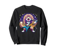 Chat Jouant de la Guitare années 80 Cheveux Glam Heavy Metal Rock Music Sweatshirt