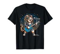 Chat Jouant de la Guitare années 80 Cheveux Glam Heavy Metal Rock Music T-Shirt