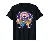 Chat Jouant de la Guitare années 80 Cheveux Glam Heavy Metal Rock Music T-Shirt