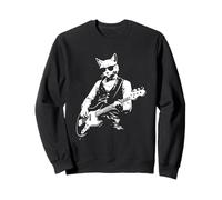 Chat Jouant de la Guitare Basse et Portant des Lunettes de Soleil Sweatshirt