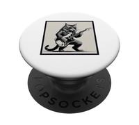 Chat jouant de la guitare électrique Rock Country Band Music Graphic PopSockets PopGrip Adhésif