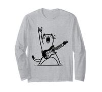Chat jouant de la guitare Rock Star Rock and Roll Musique Amoureux des chats Manche Longue