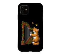 Chat Jouant de la Harpe Harpiste Musicien Chat Amusant Coque pour iPhone 11