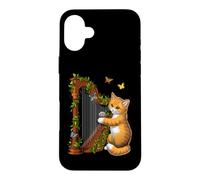 Chat Jouant de la Harpe Harpiste Musicien Chat Amusant Coque pour iPhone 16 Plus