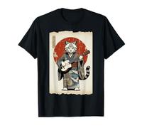 Chat Jouant du Luth en Kimono Style Japonais Art Musique rétro T-Shirt