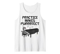 Chat Jouant du Piano, l'entraînement mène à la Perfection Débardeur