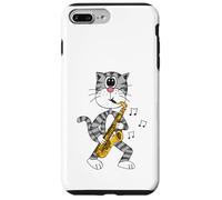 Chat Jouant du Saxophone, saxophoniste Musicien de Jazz Coque pour iPhone 7 Plus/8 Plus