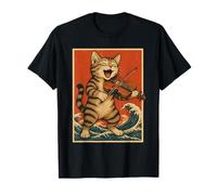 Chat Jouant du Violon rétro Vague de l'océan Art Design Vieilli T-Shirt
