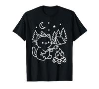 Chat Kawaii à la Guimauve de Camping T-Shirt Graphique avec Valeur
