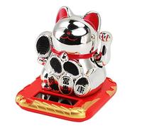 Chat kawaii agitant à l'énergie solaire, mignon chat chinois accueillant, fortune chanceux Maneki Neko pour décoration de la maison et de la voiture (LIZEALUCKYl2e-12)