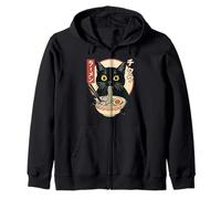 Chat kawaii amusant mangeant des nouilles ramen amateur d'anime Sweat à Capuche