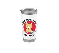 Chat Kawaii I Just Really Love Cute Aquarius Lover Gobelet isotherme en acier inoxydable double paroi