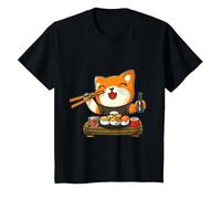 Chat Kawaii Mangeant des sushis T-Shirt, Enfant, Noir, 10 Ans