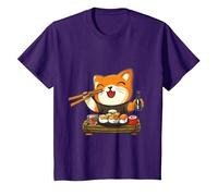 Chat Kawaii Mangeant des sushis T-Shirt, Enfant, Violet, 3 Ans
