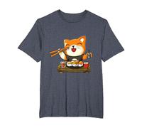 Chat Kawaii Mangeant des sushis T-Shirt, Homme Grandes Tailles, Bleu Chiné, 5X Tall