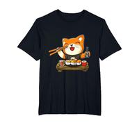Chat Kawaii Mangeant des sushis T-Shirt, Homme Grandes Tailles, Noir, 3X Tall