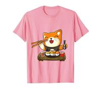 Chat Kawaii Mangeant des sushis T-Shirt, Homme, Rose, XXL
