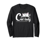 Chat Lady Mignon Chaton Regarder Minimaliste Amant Félin Humour Manche Longue