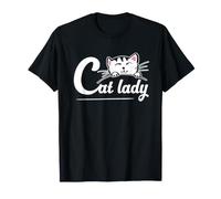 Chat Lady Mignon Chaton Regarder Minimaliste Amant Félin Humour T-Shirt