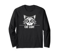 Chat Lady Mignon Chaton Visage Minimaliste Amant Félin Humour Manche Longue