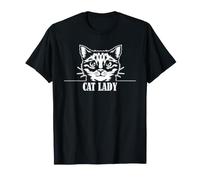Chat Lady Mignon Chaton Visage Minimaliste Amant Félin Humour T-Shirt