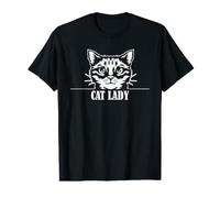 Chat Lady Mignon Chaton Visage Minimaliste Amant Félin Humour T-Shirt Graphique avec Valeur