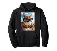 Chat Le Plus Cool dans des Lunettes de Soleil avec Ambiance de Plage Amusante de château de Sable Sweat à Capuche
