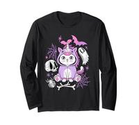 Chat Licorne Halloween Kawaii Design Violet Manche Longue