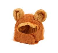 Chat Lion Couvre-Chef Décoration Tissu Mignon Respirant Pet Lion Perruque Lion Crinière Costume pour Chats et Chiots avec Tour de Tête 26 à 30 cm (Marron Clair)