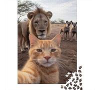 Chat Lion Hyène Puzzle, 1000 Pièces Jeu D'intérieur Adulte | 52x38cm Carton, Exercice Mental, Ajustement Précis, Amateurs D'art, Réduction Du Stress