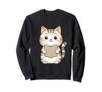 Chat lisant Un Livre Illustration Animale Sweatshirt