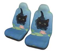 Chat Lotus Noir Housses Siège Voiture Lot De 2 Universelle Housse De Protection Sièges Voitures Antidérapant Couvre Sieges pour Conducteur Camions SUV