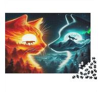 Chat Loup Forêt 1000 Pièces Mini Puzzle pour Adultes