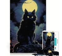 Chat Loup-Garou à la Pleine Lune Puzzle 1000 pièces pour Adultes Entraînement Mental ludique Pièces nettes et sans bavures Activité de Groupe réconfortante (38x26cm)