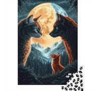 Chat Loup Renard Lune 1000 Pièces Mini Puzzle pour Adultes