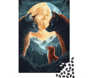 Chat Loup Renard Lune 1000 Pièces Mini Puzzle pour Adultes