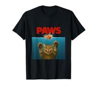 Chat ludique chassant un poisson clown dans l'eau Parodie d'aventure T-Shirt