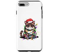 Chat. Lumières de Noël et Chapeau de Père Noël. Tellement d'esprit Coque pour iPhone 7 Plus/8 Plus