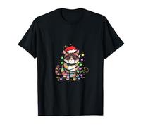 Chat. Lumières de Noël et Chapeau de Père Noël. Tellement d'esprit T-Shirt