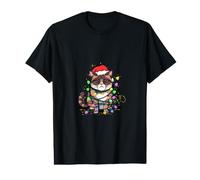 Chat. Lumières de Noël et Chapeau de Père Noël. Tellement d'esprit T-Shirt Graphique avec Valeur