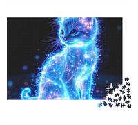 Chat Lumineux Puzzle 1000 Pièces Puzzle pour Adultes Scène Nocturne Jeu de Puzzle 1000 Pièces Détente en Famille 70x50cm/1000pcs
