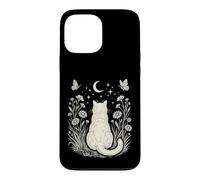 Chat Lune Étoiles Papillon Fleurs Félin Céleste Coque pour iPhone 13 Pro Max