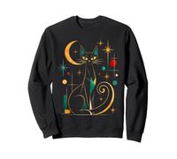 Chat Lune Moderne du Milieu du siècle, étoiles céleste Sweatshirt