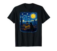 Chat Madrid Horizon Nuit étoilée avec lumières de Ville espagnole T-Shirt