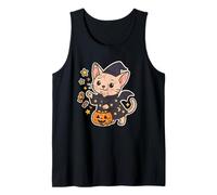 Chat Magicien avec étoiles et Seau à Citrouille Débardeur