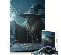 Chat Magicien lançant Un Sort Puzzle de 1000 pièces pour Adolescents Entraînement à la réflexion et à la Pleine Conscience Évasion Bords Nets Cadeau saisonnier (38x26cm)