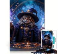 Chat Magicien Puzzle de 1000 pièces pour Adolescents Jeu de Stimulation Cognitive Ajustement Parfait Format Compact Idéal pour des Moments de Jeu en Famille (38x52cm)