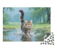 Chat Maine Coon 1000 Pièces Puzzles pour Adultes,Forêt pluvieuse Un Jeu De Dexérité Très Difficile Puzzle Jeu Éducatif Aux Défis 1000pcs (75x50cm)